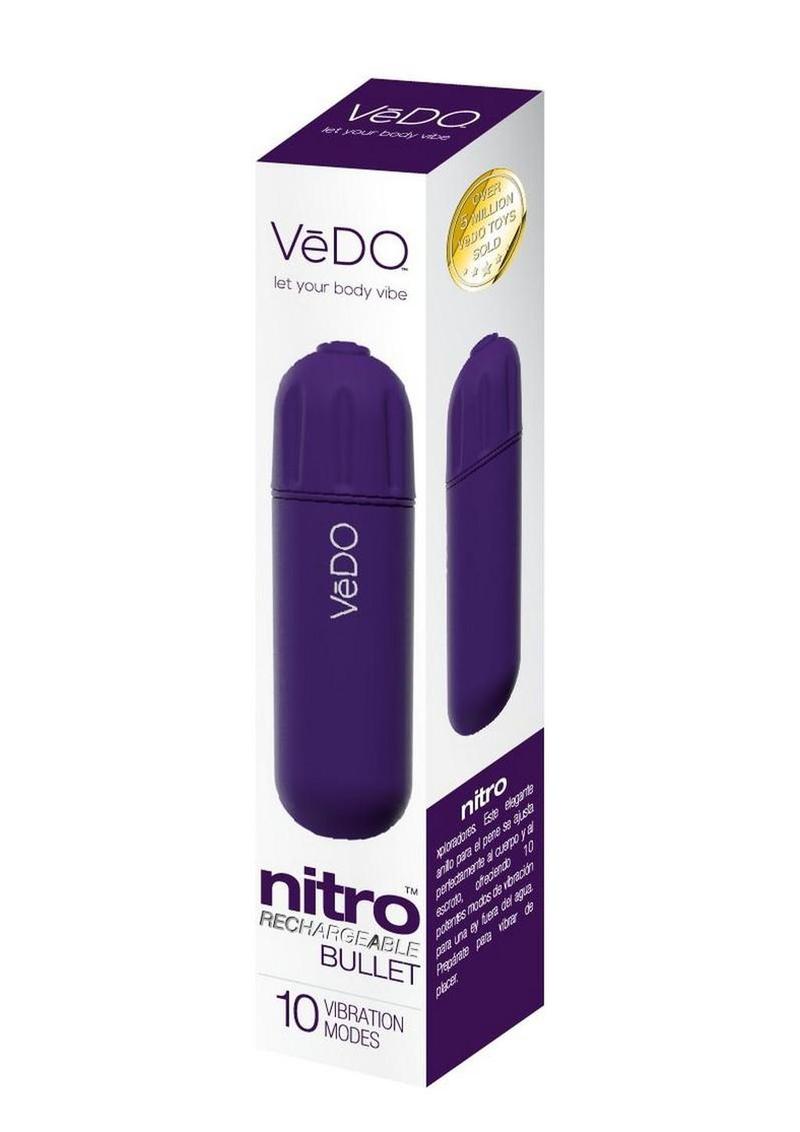 Vedo Nitro Rechargeable Silicone Bullet Vibrator - Purple - 3.25in
