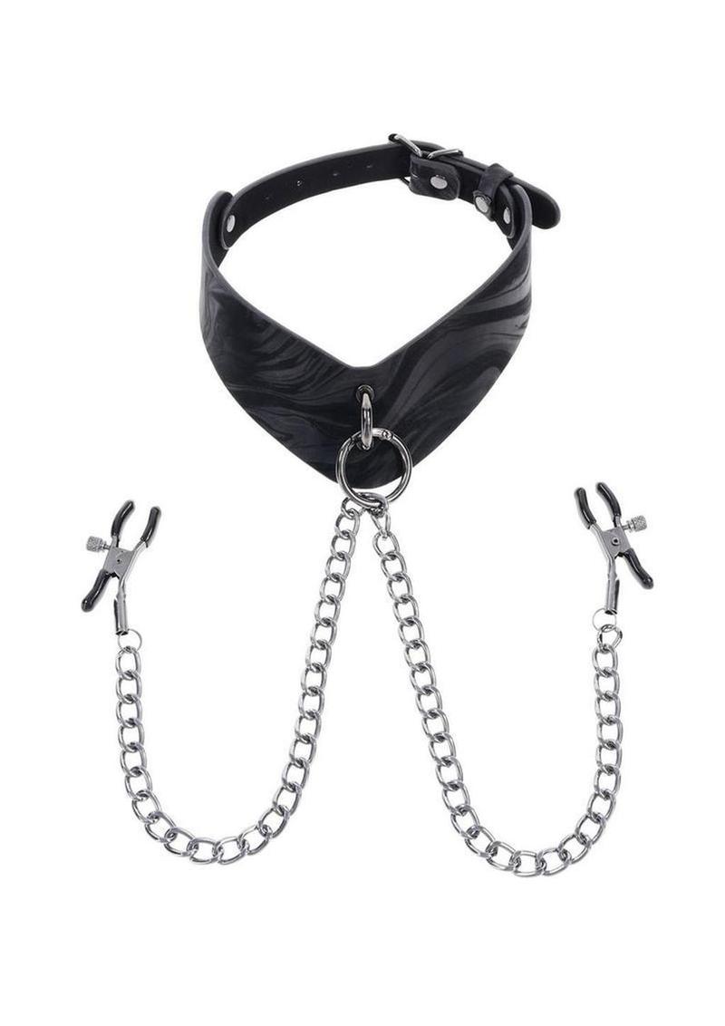 Velvet Noir Collar and Removable Clamps - Black