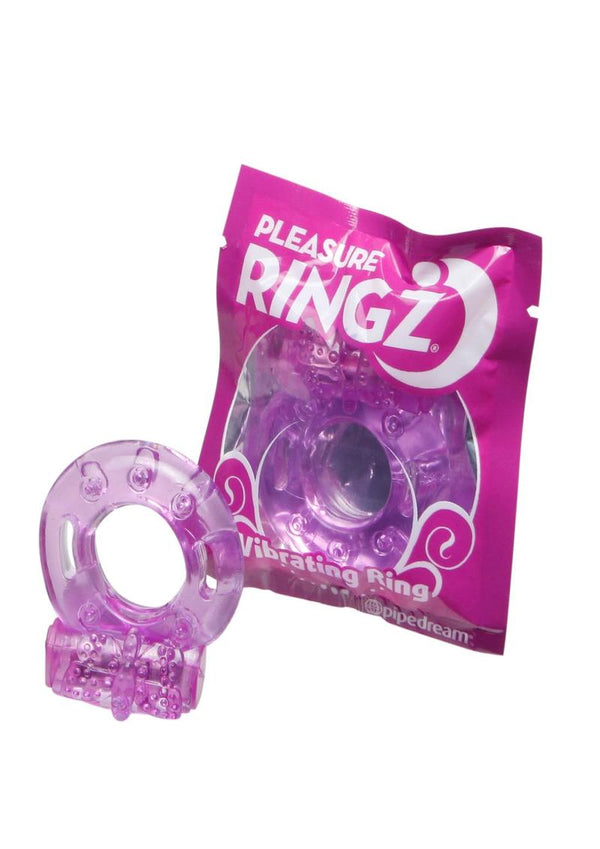 Vibrating Pleasure Ringz Disposable Cock Rings - Assorted Colors - 36 Per Bowl