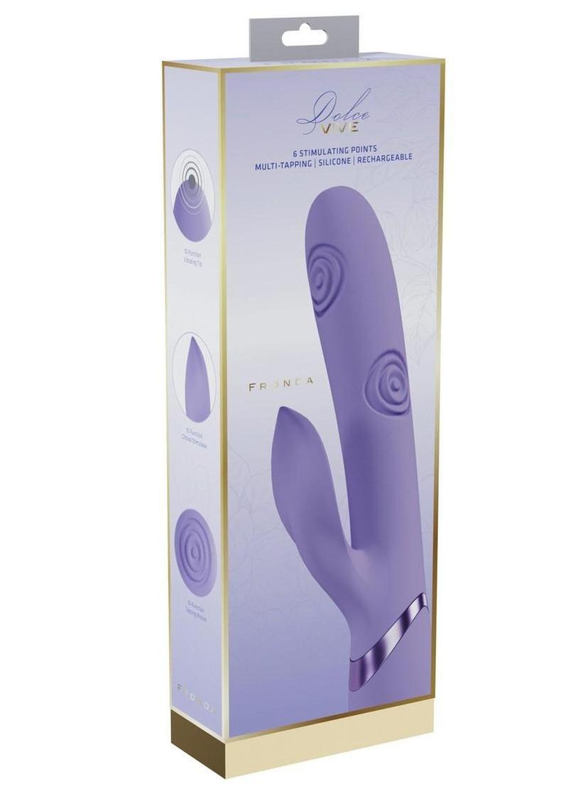 Vive Fronda Silicone Rechargeable Triple Motor G-Spot Vibrating and Tapping Leaf Clit Stimulator - Lavender/Purple