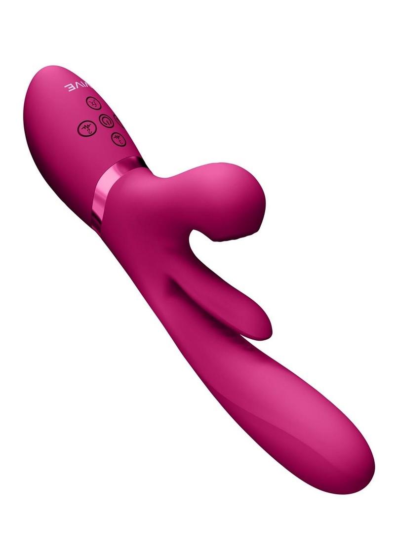 Vive Kura Rechargeable Silicone Triple Motor Thrusting G-Spot with Flapper and Air Wave Clit Stimulation Vibrator