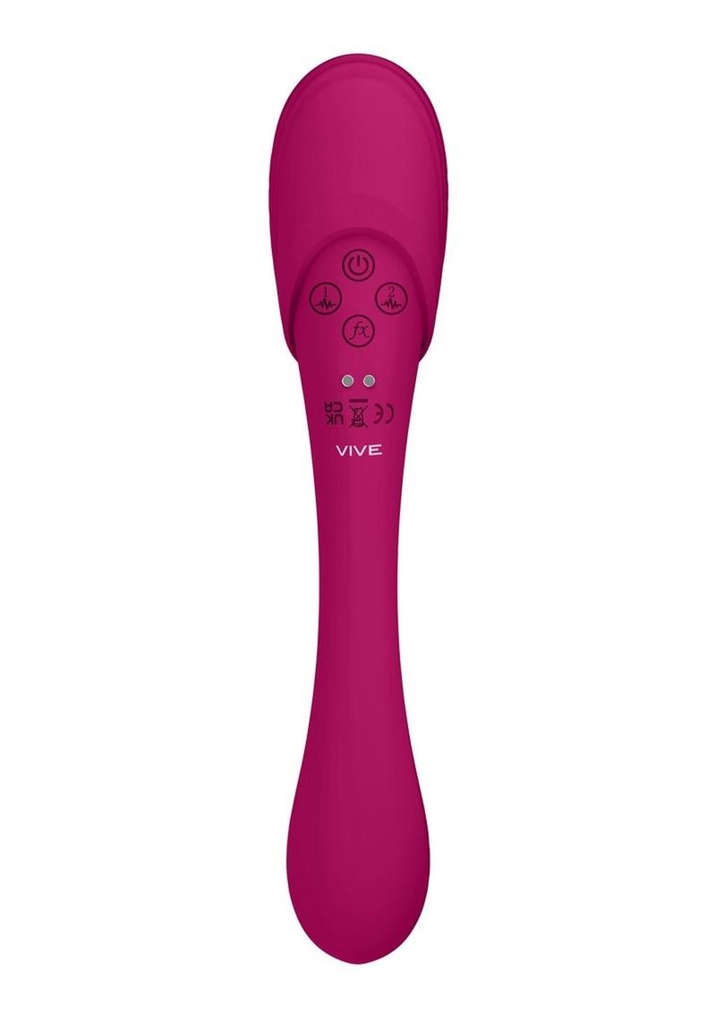 Vive Mirai Rechargeable Silicone Dual Motor Double Ended Bendable Pulse and Air Wave Vibrator