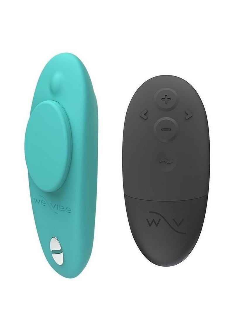 We-Vibe Moxie+ Wearable Rechargeable Silicone Panty Vibe Clitoral Stimulator with Remote Control - Aqua/Blue