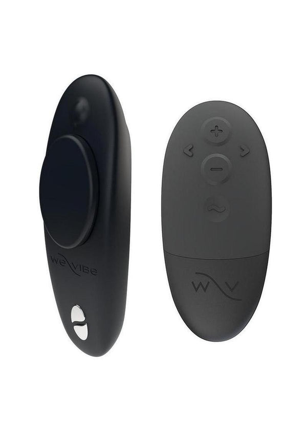 We-Vibe Moxie+ Wearable Rechargeable Silicone Panty Vibe Clitoral Stimulator with Remote Control - Satin - Black