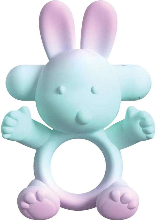Wet Dreams Buzzy Bunny Rechargeable Silicone Cock Ring - Multicolor