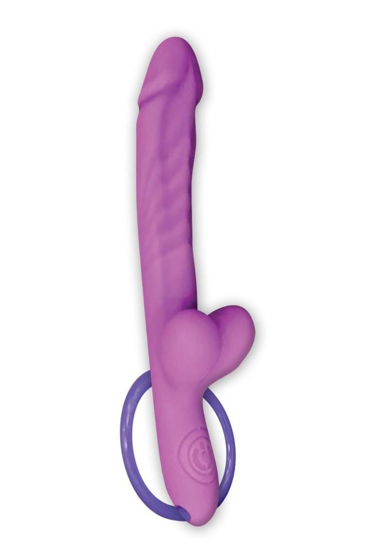 Wet Dreams Slim Dickin Rechargeable Silicone Vibrator with Balls - Lavender/Purple