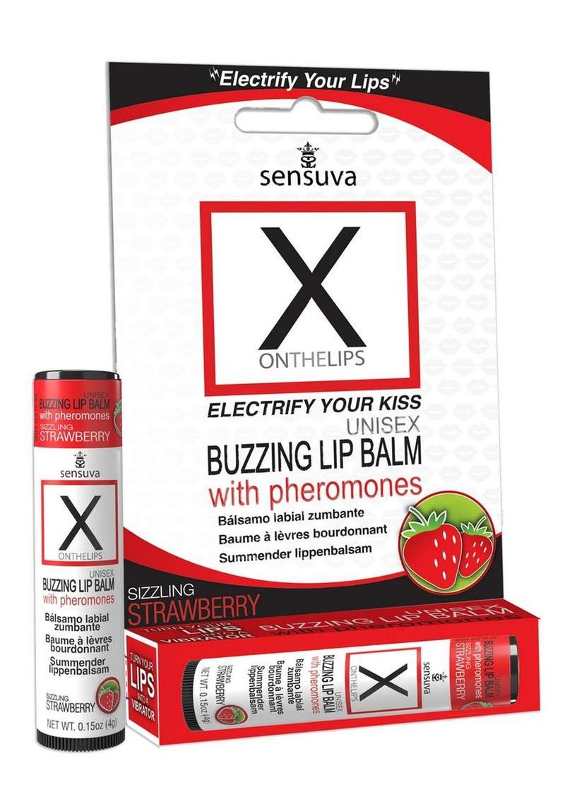 X On The Lips Buzzing Lip Balm with Pheromones Strawberry Flavor - .75oz