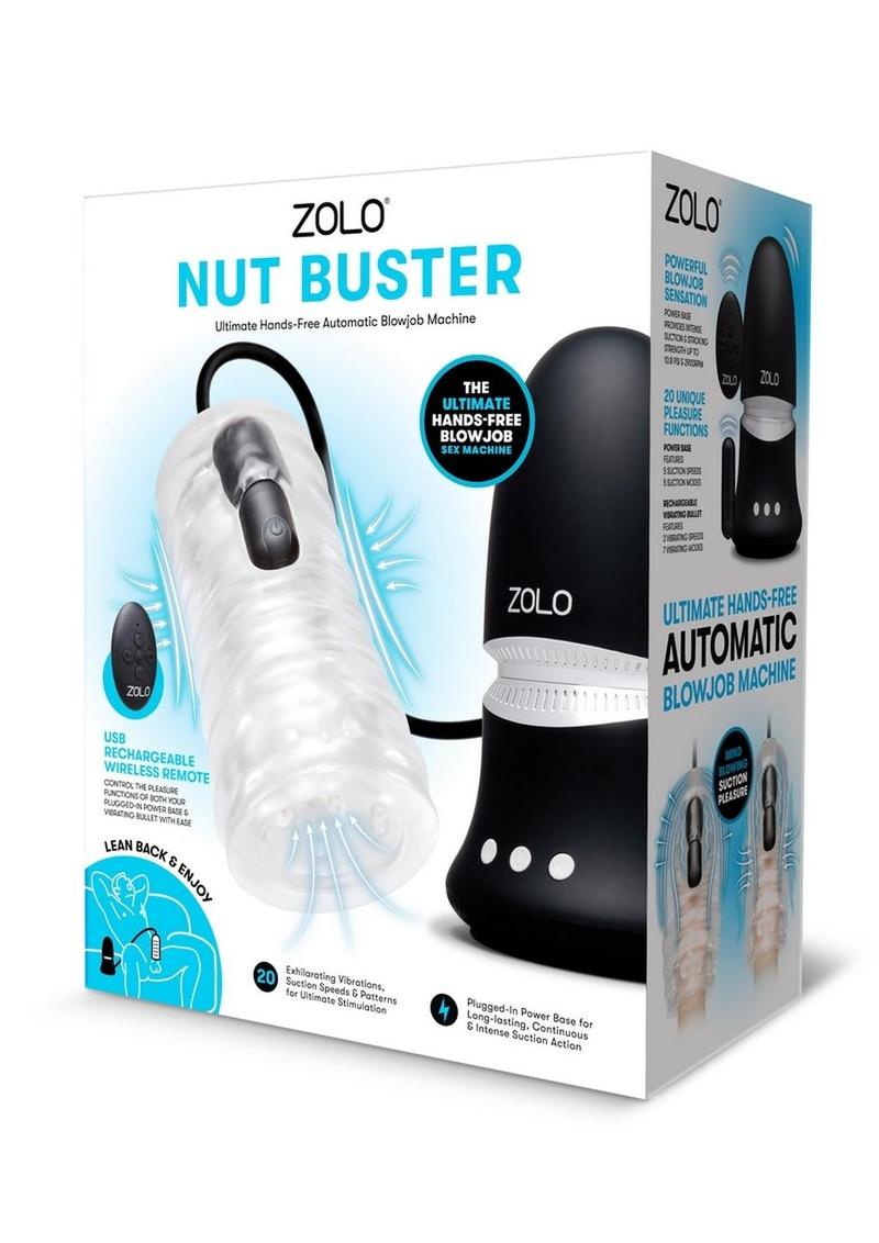 ZOLO Nut Buster Rechargeable Multi-Function Masturbator with Remote - Black/Clear